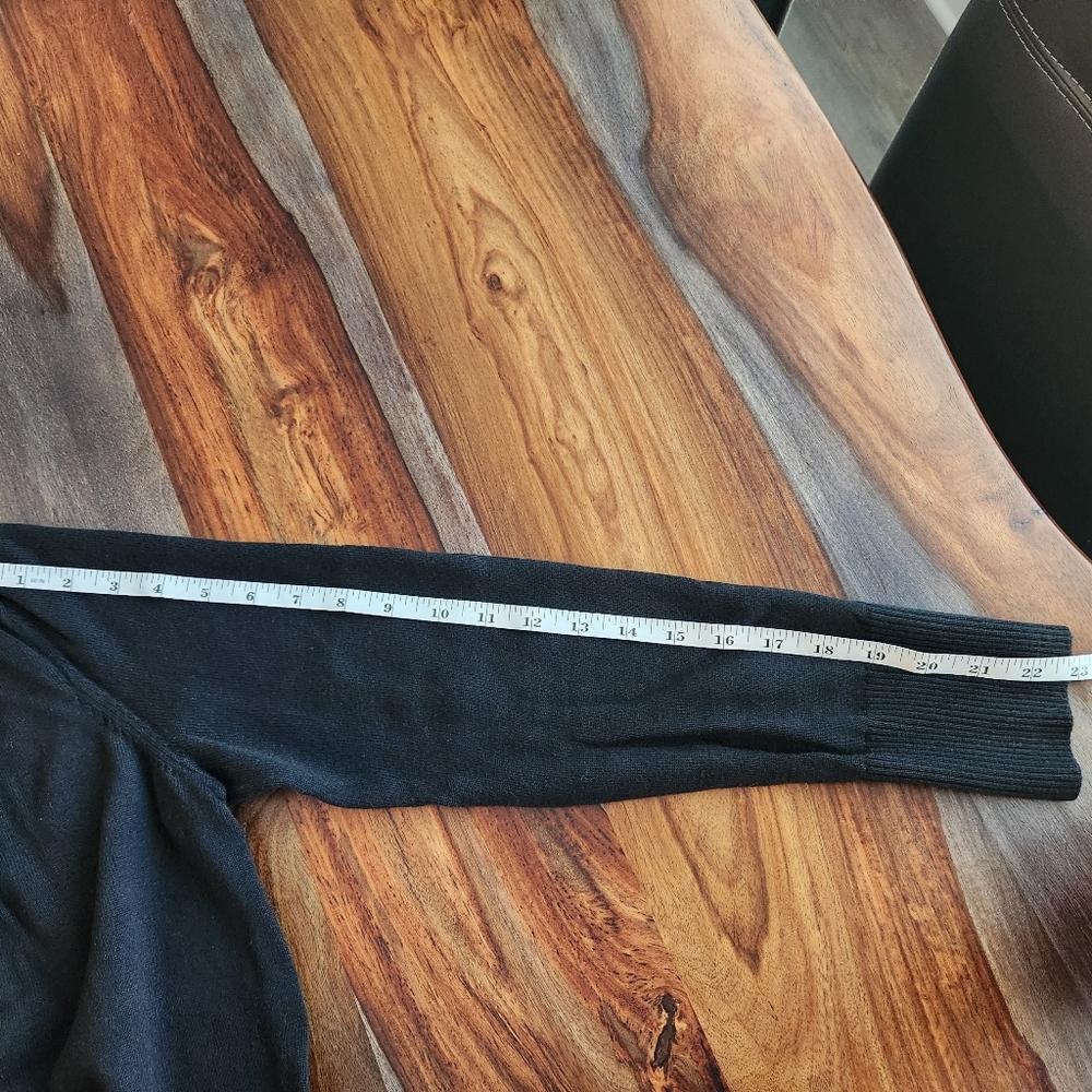 Stylish Banana Republic Long Zip Up Sweater Black Pockets w/ Leather Look Medium - Picture 8 of 9